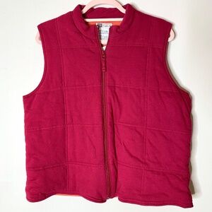 VINTAGE FADED GLORY Red Cotton Quilted Full Zip Puff Vest